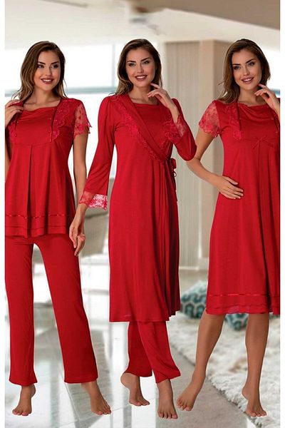 Effort Pijama Women's Red Effortt 2050 Cherry Maternity Pregnant Set of 4