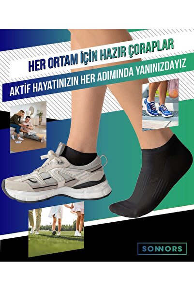 SONNORS 6 чифта дамски и мъжки спортни чорапи, маратонки, черно-бели, чорапи от органичен памук