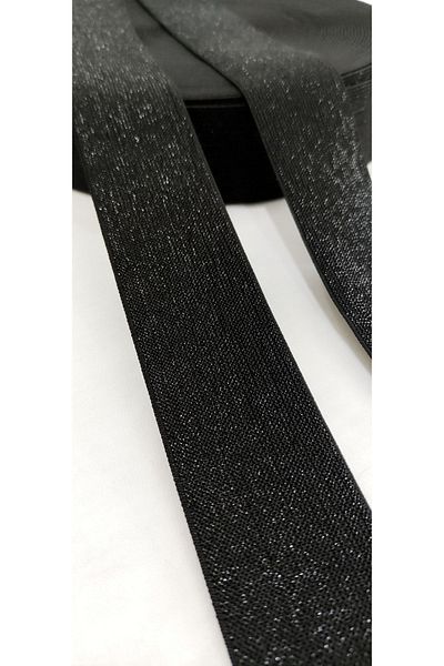 ALTAY TEKSTİL ÜRÜNLERİ Black Glitter Flat Rubber Strip - 4cm Width / 1 Meter