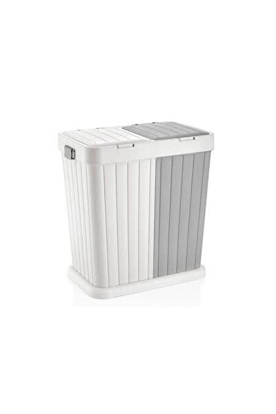 Genel Markalar Rıo Twıns Dokunmatik Kapaklı 2 Li Kirli Çamaşır Sepeti / Gri-b...