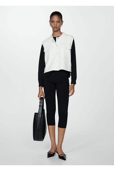 MANGO Woman Knitwear Vest with Pockets - Relaxed Fit