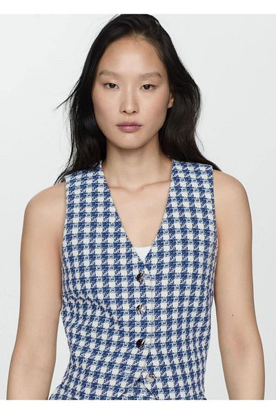 MANGO Woman Vesta cu imprimeu Houndstooth
