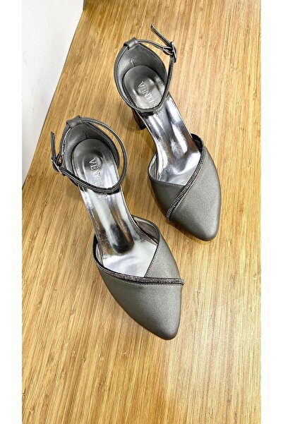 Ventes 6797Z Saten Taşlı Kısa Topuklu Burnu Kapalı Abiye Ayakkabı