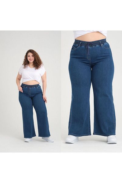 SERRA BÜYÜK BEDEN ELASTIC BOWL LEG PANTS