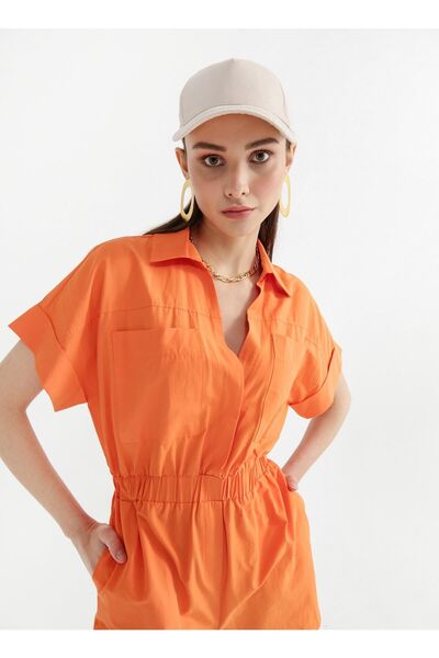 Fabrika Düz Turuncu Kadın Tulum Londa