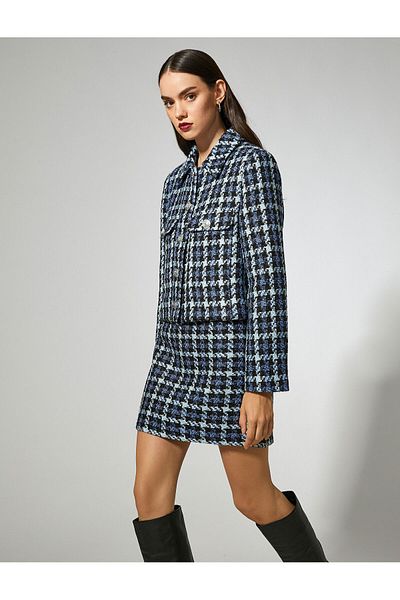 Koton Plaid Mini Tweed Skirt