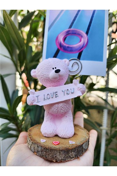 Rota Hediyelik Cute Pink Bear Note Holder I Love You Note Holder Photo Holder Office Decor Valentines Day Gift