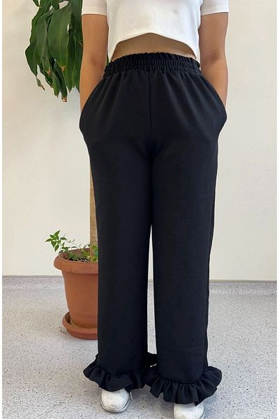 Butik High Waist Pocket and Ruffle Comfortable Pants