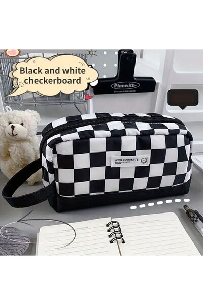 Kawaii New Currents Geniş Kapasiteli Damalı Kalemlik