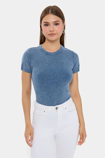 Hiccup Tricou cu mânecă scurtă cu nervuri spălate cu acid