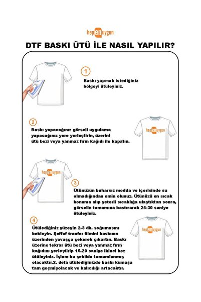 heptex Ütü ile Yapışan Tekstil Transfer Dtf Baskı Görseli - Atatürk A4