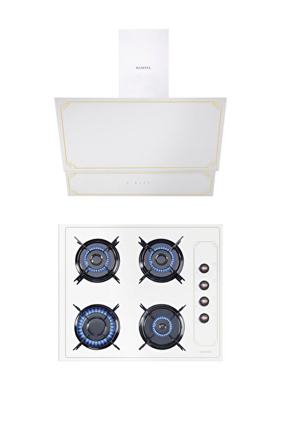 KUMTEL Rustik Beyaz 2'li Ankastre Cam Seti (Ocak-Davlumbaz)