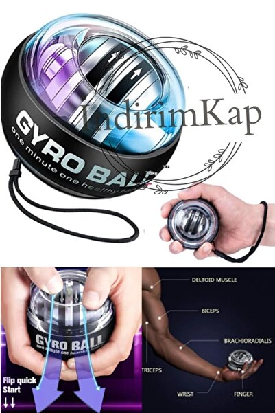 İndirimKap Gyro Ball El Bilek Siyah Egzersiz Topu Otomatik Jiroskop Kol Kuvve...
