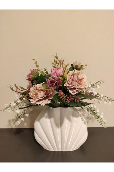 Maflen Oyster Mussel Shaped Decorative Vase Bioplastic White