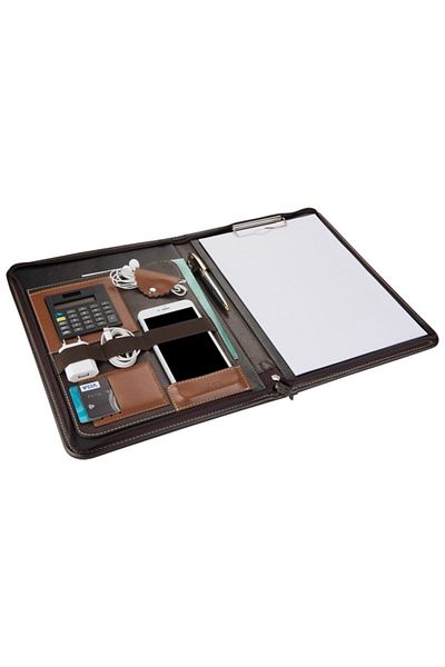 2K A4 Artificial Leather Phone Zippered Secretary Block Tray with Calculator (100 SHEETS)