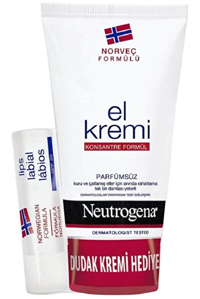 Neutrogena العلامة التجارية: مجموعة كريم لليدين ومرطب شفاه خالي من العطور 75 ...