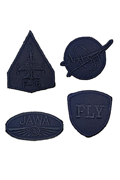 REMSATİC Ütü Ile Yapışan Arma - Patch - Delik Yama Set-2 Modeli Lacivert (4'l...