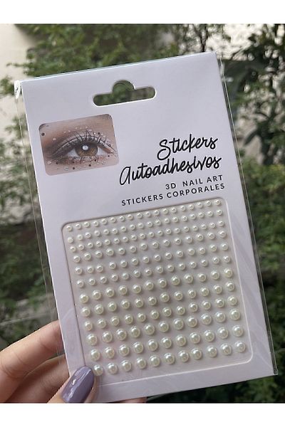 Green 165 Pcs Cream Pearl Face, Body, Hair Sticker Self-Adhesive All Size