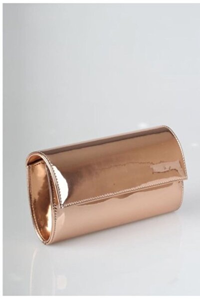 By EDUU Bakır Ayna Rengi Zincir Askı Silindir Model Abiye El Çantası