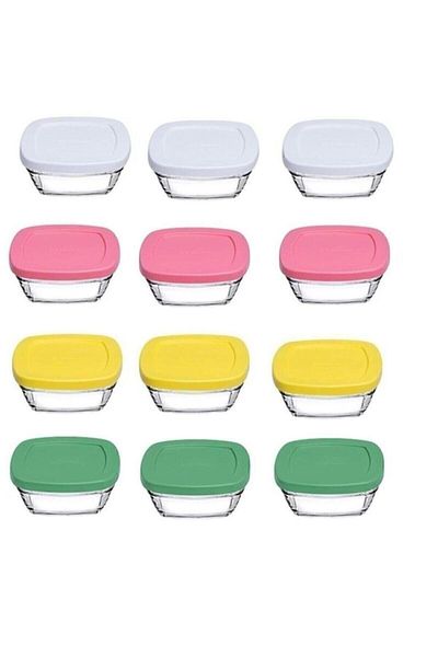 Paşabahçe 96840 Pudding Glass Storage Container with Silicone Lid 12 Liters Breakfast 310cc
