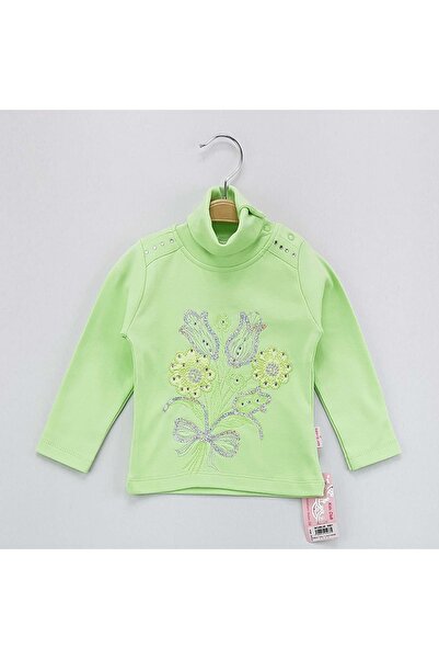 Toontoy Turtleneck Tulip Embroidered Girl's Sweatshirt - Shardon Inside