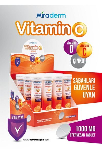 Miraderm Vitamin C 1000 Mg Triple Effect - 20 Effervescent