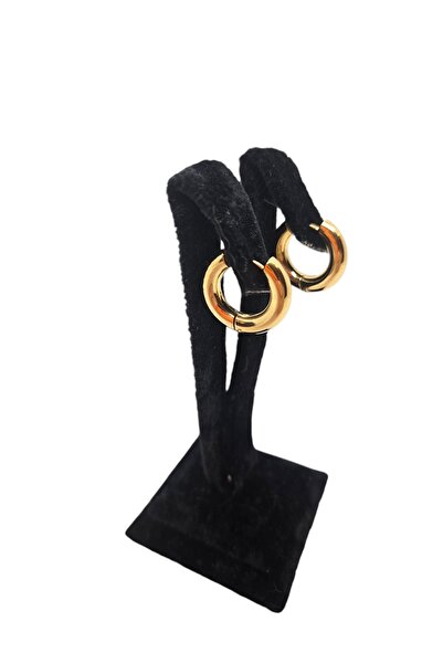 staınless steel Altın Rengi Küçük Boy Çelik Kalın Çelik Halka Küpeler- Kararmaz, Alerji Yapmaz