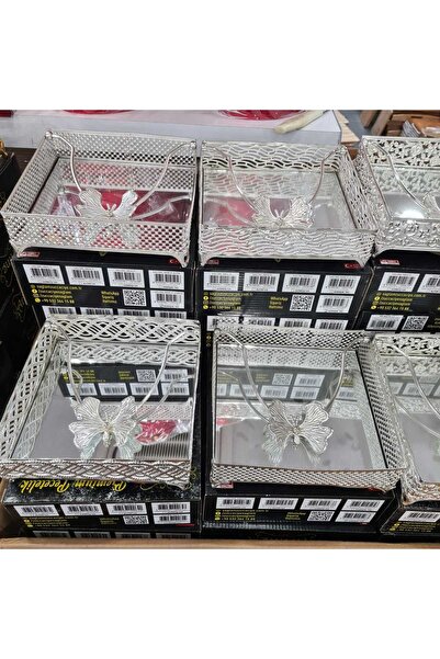 DURA KARE MASA ÜSTÜ PEÇETELİK KELEBEK GÜMÜŞ (Karışık modeller)