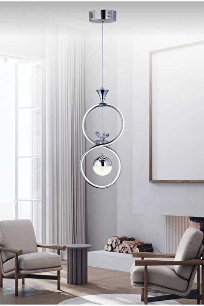 LUCKY LIGHT Sonsuzluk Krom 3 Renk Ledli Modern Taç Lı Salon Oturma Odası Hol Led Avize Aydınlatma