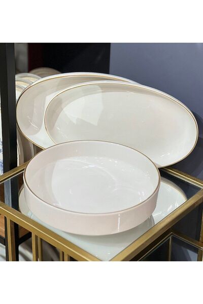 Onedekor 3'lü Modern Gold Salata Kayık Kase Seti