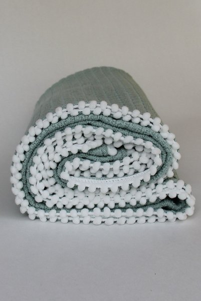 Baby Cais Collection Knitted Pattern Organic Cotton Baby Pique Blanket Mint Green 100X120 cm