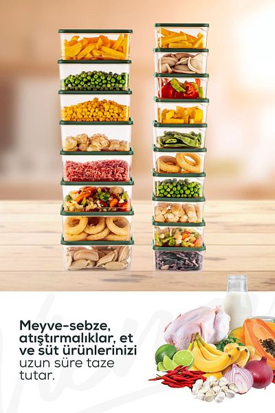 Vienev Green 18-Piece Refrigerator Organizer - Microwavable Freezer Storage Container