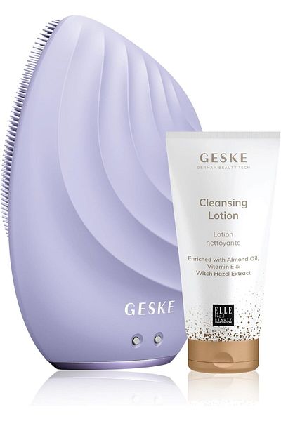 Geske Deep Cleanse Lotion, Almond Oil, Sonic Brush 5 in 1 Skincare Set for Radiant Skin Combo Pack Purple