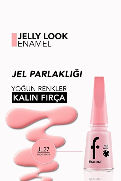 Flormar Jel Görünümlü Parlak Oje (PEMBE) - Jelly Look Nail Enamel - Jl27 Milky Pinky - 8690604282210
