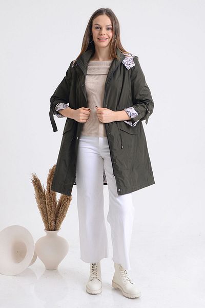 Trenç Hooded and Gathered Waist Araboy Trench Coat