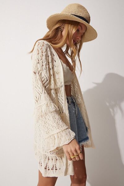 RECEP AYDIN Püsküllü Mevsimlik Ajurlu Kimono Hırka