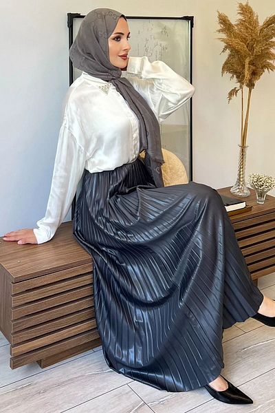 julude Καπνιστή Πλισέ Φούστα Hijab - Ελαστική μέση