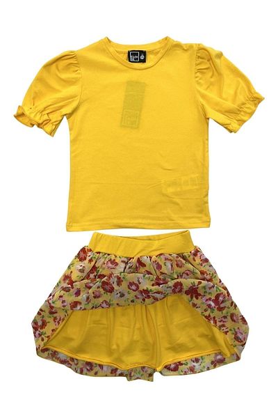 Cloise Set fustă galbenă pentru fetiță cu pantaloni scurți