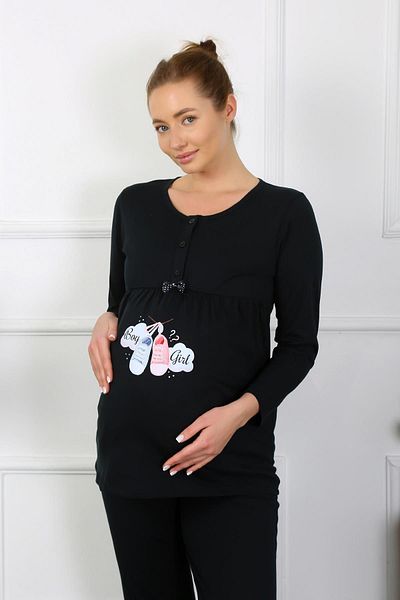 Akbeniz Set pijama neagră de maternitate și maternitate - mânecă lungă 45501