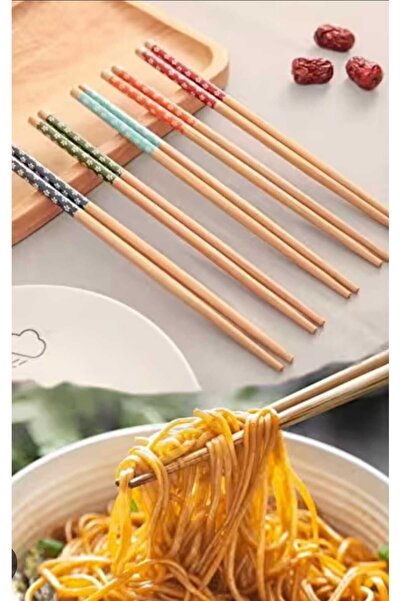Dalian Home 5 Pairs Patterned Washable Bamboo Chopsticks - Chopstick