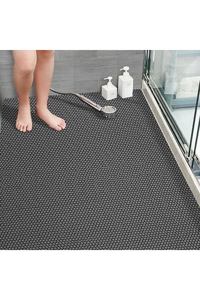Blue Home Bathroom Shower Pool- Z Mat Honeycomb Anti-Slip PVC Mat Gray Width 90cm.