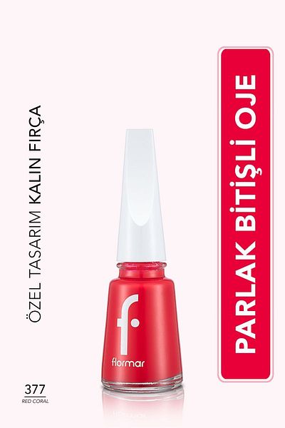 Flormar High Pigmented Shiny Finish Nail Enamel - Nail Polish Fne-377 Red Coral
