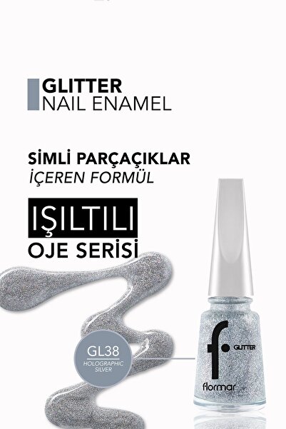 Flormar Yoğun Simli Şeffaf Oje - Glitter Nail Enamel - GL038 Holographıc Sılver-8682536049924