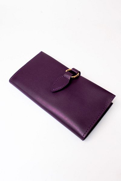 dericom Soft Leather Multi-Compartment Zippered and Phone Holder Purple Women's Wallet Accessory with Snap Fasteners