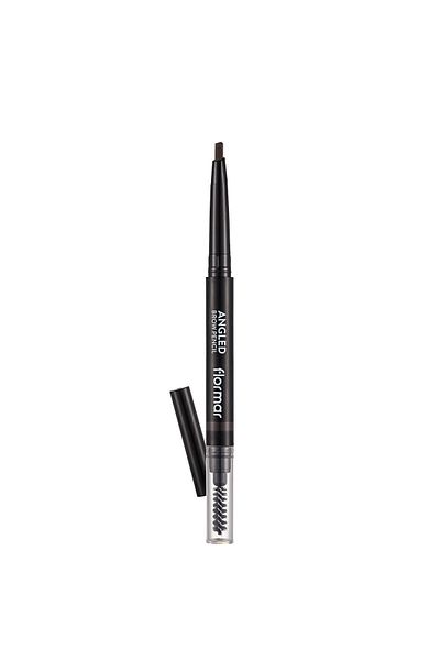 Flormar Two Ended Angled Eyebrow Pencil and Eyebrow Brush (Dark Brown) - Angled Brow Pencil - 004 -8690604572069