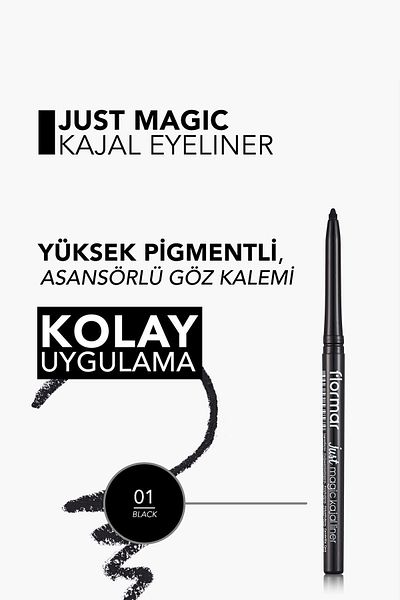 Flormar Yumuşak Dokulu Göz Kalemi (Siyah) - Just Magic Kajal Liner - 001 Black - 8690604539574