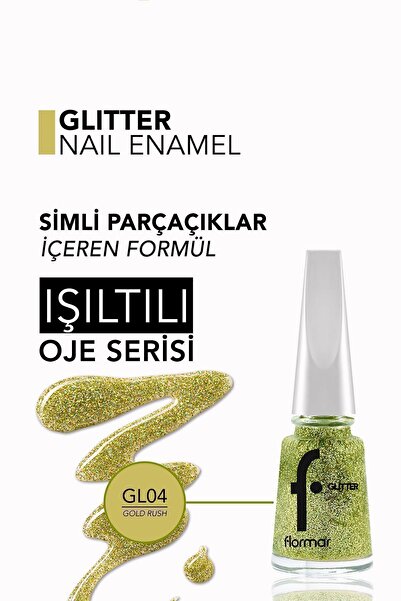 Flormar Yoğun Simli Şeffaf Oje - Glitter Nail Enamel - Gl004 Gold Rush-8682536049825