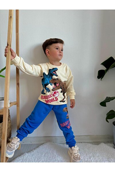 öykümgaleria Set de costum din țesătură cu 3 fire cu imprimeu de dinozaur pentru băiat