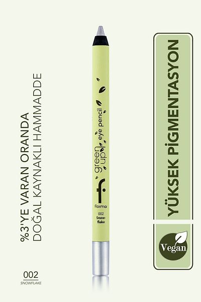 Flormar Bright Vegan Eye Pencil - Long Time, Intensive Pigment, Green Up-002 Snowflake