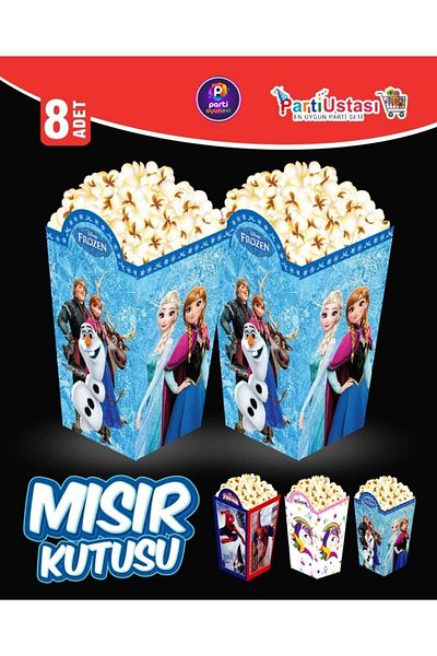 Parti Ustası Partioyunevi Frozen Popcorn Corn Box 8 Pieces